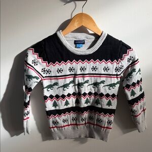 Andy & Evan Kids Holiday Dinosaur Sweater – Gray – Size 8